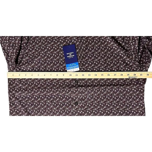 NWT Society of Threads No Iron Stretch Brown Floral Shirt M - Picture 4 of 5